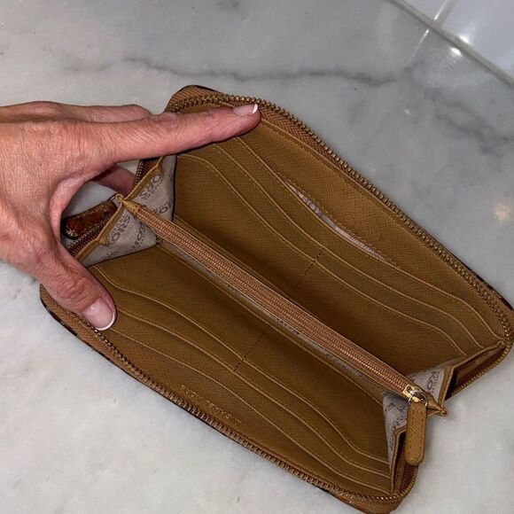 Michael Kors Wallet Leather Snake Moxley Brown Python Full Zip Continental - Picture 11 of 16